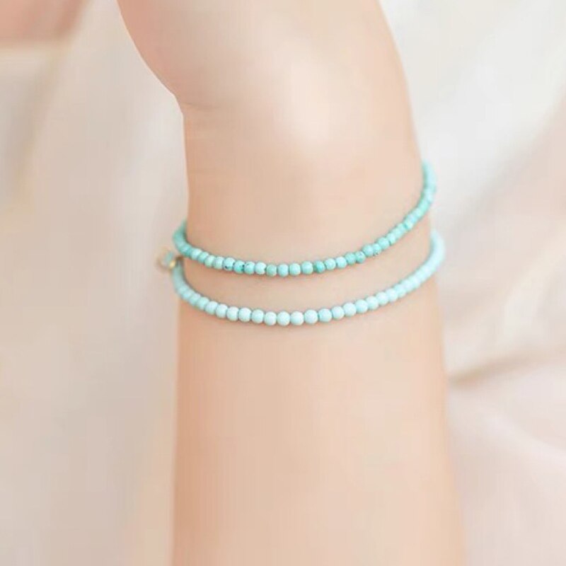 2022 New 3mm Turquoise Bracelet 14K Gold Filled Chains Natural Stones Pulsera Mujer Unique Women Bohemian Bracelet