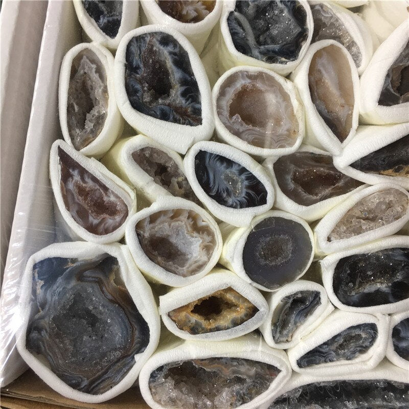 1pcs/2pcs Natural Agate Geode Crystal Box For Home Decoration Reiki Healing Mineral Specimen Collection