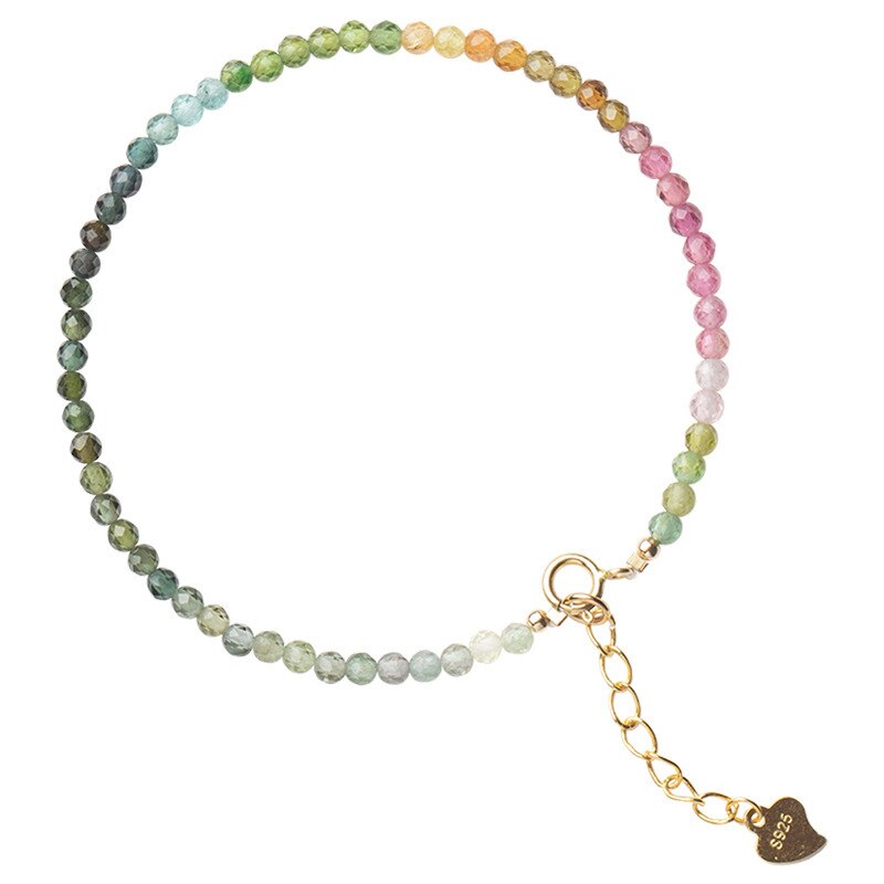 Minar Vintage Rainbow Natural Stone Charm Bracelets for Women Femme Multi Coloured Thin Chain Beaded Bracelet Simple Accessories