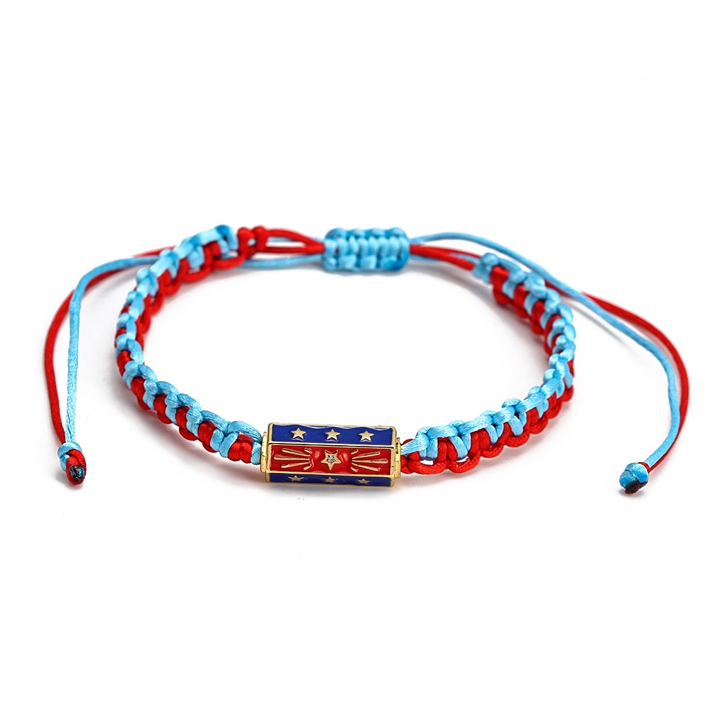 Wish Card 2022 Fashion Bracelet for Woman Girls Enamel Copper Bead Evil Eye Charm Adjustable Rope Handmade Bracelets One Piece