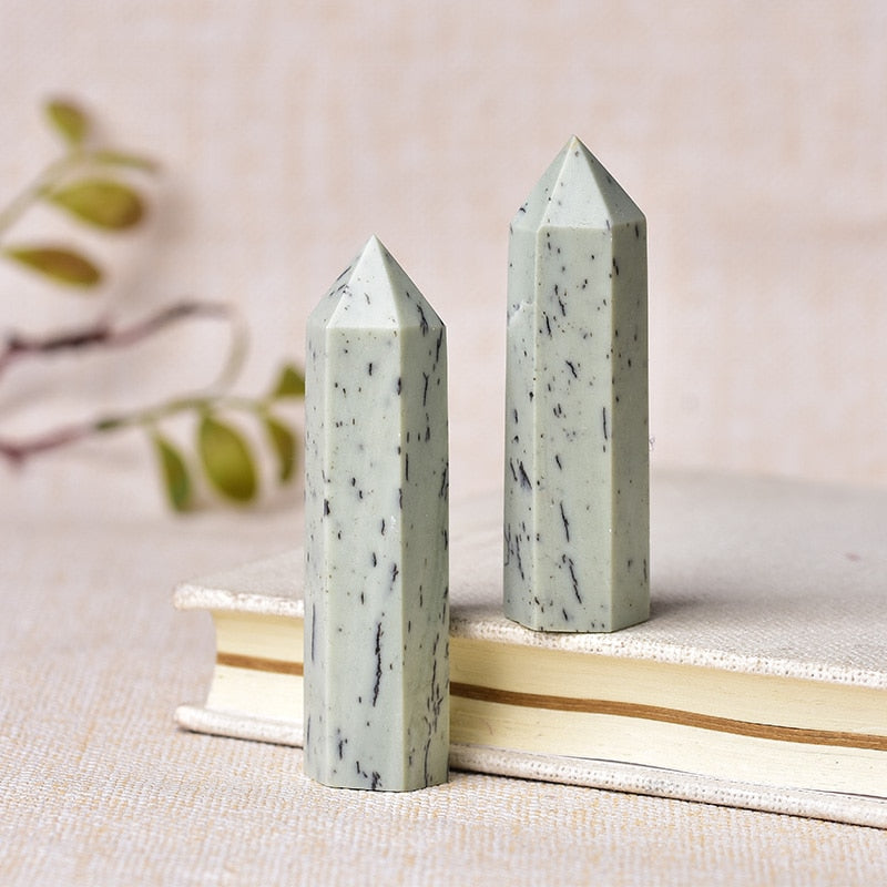 1PC Natural stone Aquatic plants jade Crystal Point Wand Healing Energy Quartz Home Decor Reiki Polished 50-80mm Stone Carved