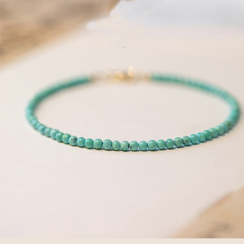 2022 New 3mm Turquoise Bracelet 14K Gold Filled Chains Natural Stones Pulsera Mujer Unique Women Bohemian Bracelet