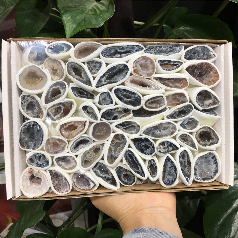 1pcs/2pcs Natural Agate Geode Crystal Box For Home Decoration Reiki Healing Mineral Specimen Collection