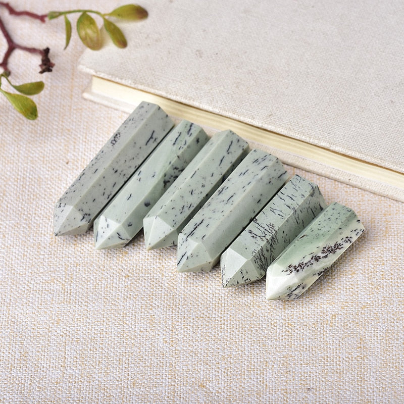 1PC Natural stone Aquatic plants jade Crystal Point Wand Healing Energy Quartz Home Decor Reiki Polished 50-80mm Stone Carved
