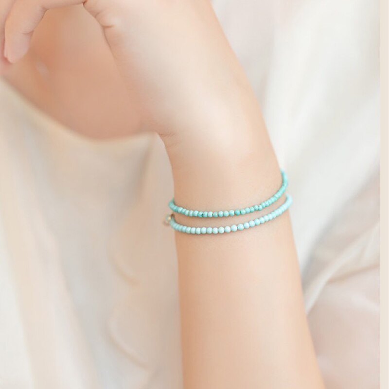 2022 New 3mm Turquoise Bracelet 14K Gold Filled Chains Natural Stones Pulsera Mujer Unique Women Bohemian Bracelet