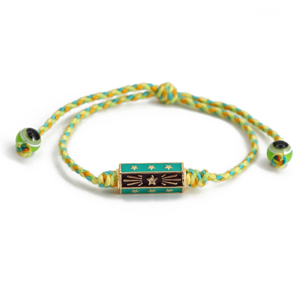 Wish Card 2022 Fashion Bracelet for Woman Girls Enamel Copper Bead Evil Eye Charm Adjustable Rope Handmade Bracelets One Piece
