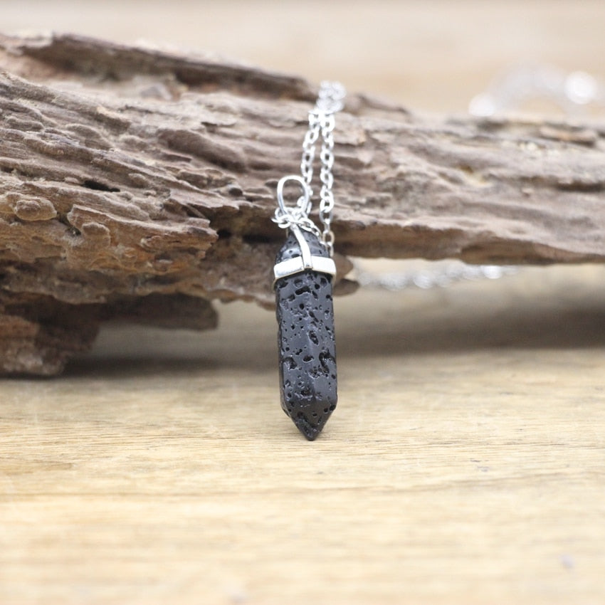 Natural Stone Hexagonal Point Pendants Necklaces Healing Crystal Quartz Fluorite Lapis Bullet Pendulum Chakra Jewelry QC3106
