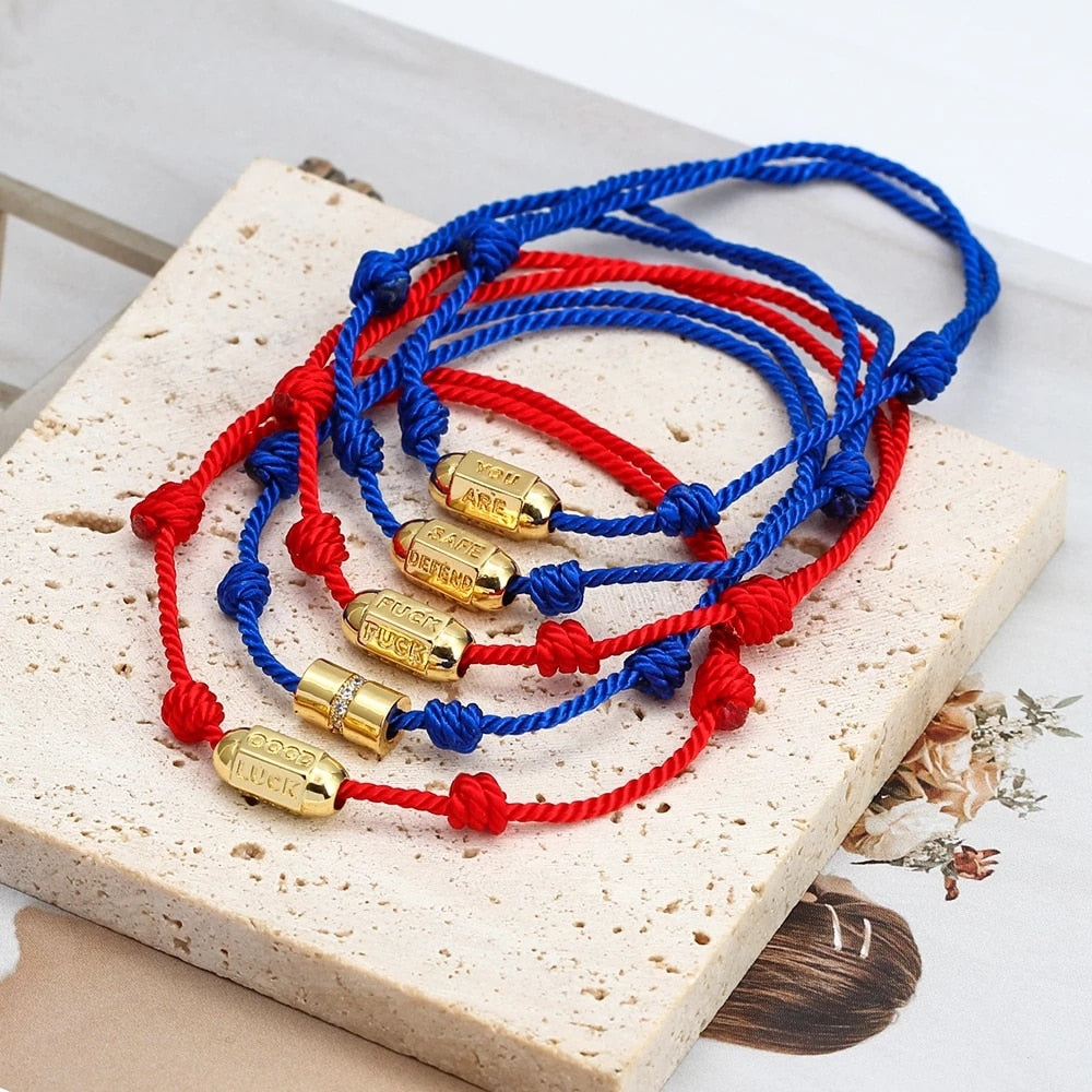 Wish Card 2022 Fashion Bracelet for Woman Girls Enamel Copper Bead Evil Eye Charm Adjustable Rope Handmade Bracelets One Piece