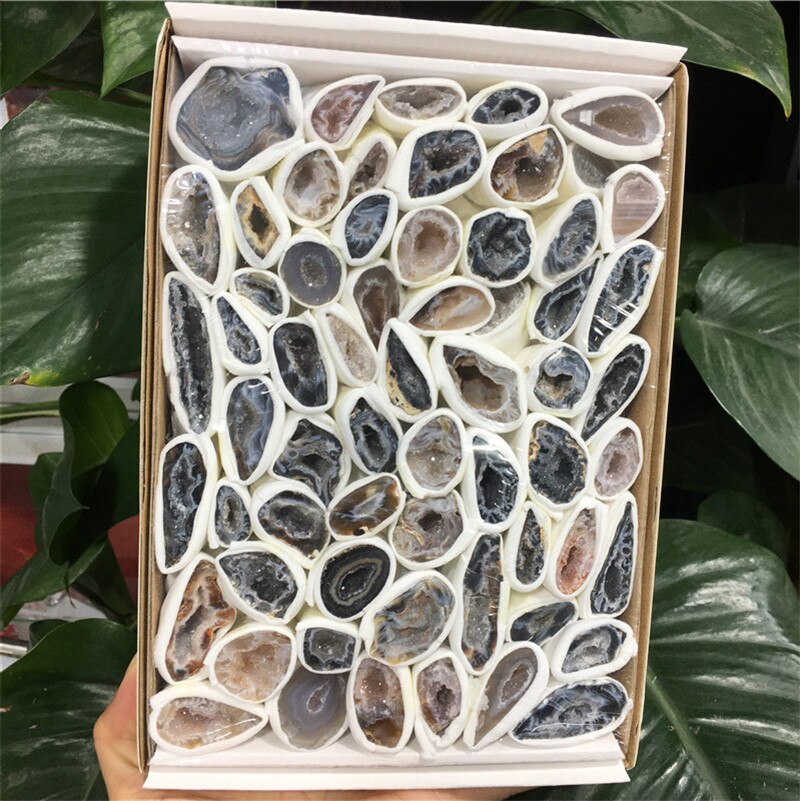 1pcs/2pcs Natural Agate Geode Crystal Box For Home Decoration Reiki Healing Mineral Specimen Collection