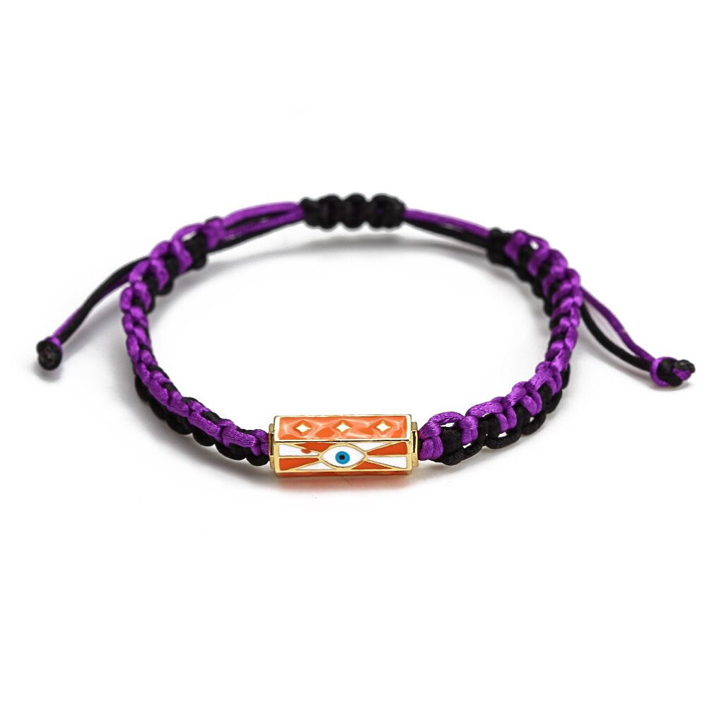 Wish Card 2022 Fashion Bracelet for Woman Girls Enamel Copper Bead Evil Eye Charm Adjustable Rope Handmade Bracelets One Piece