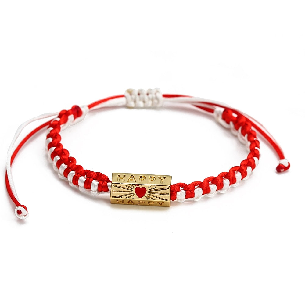 Wish Card 2022 Fashion Bracelet for Woman Girls Enamel Copper Bead Evil Eye Charm Adjustable Rope Handmade Bracelets One Piece