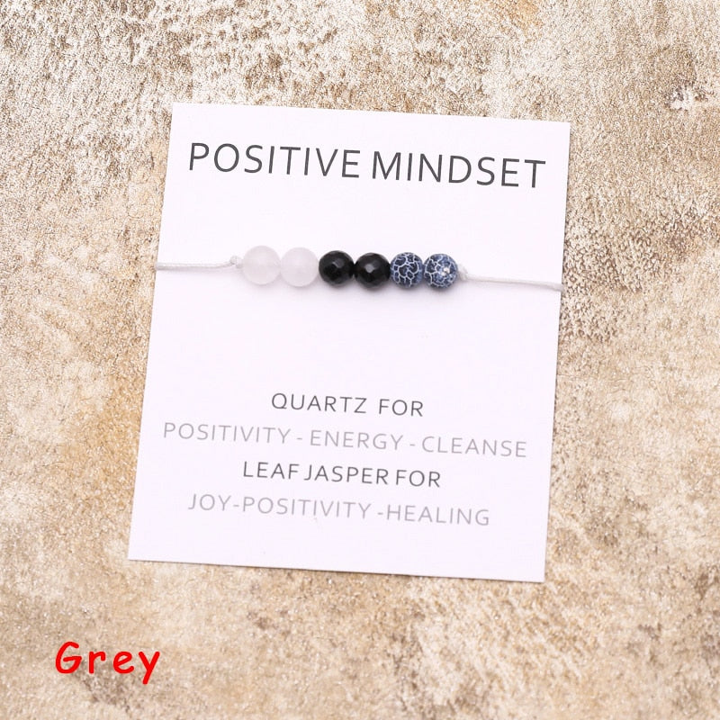 Positive Mindset Bracelet Natural Crystal Leaf Jasper Healing Bracelet Healing Jewelry for Women Men Positive Friendship Gift