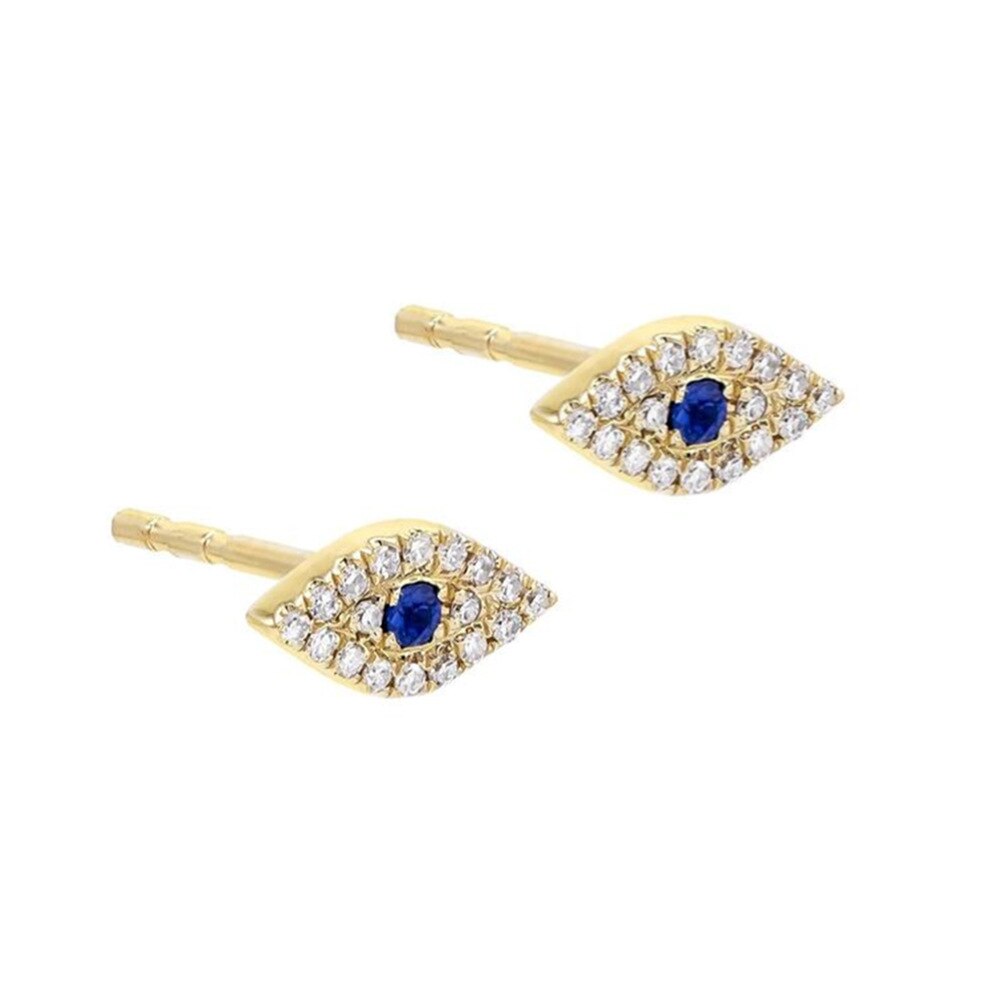 1PC Fashion 18K Plated Gold Zircon Blue Eye Earrings Long Tassel Crystal Dangle Earrings Cartilage Stud Earring Piercing Jewelry