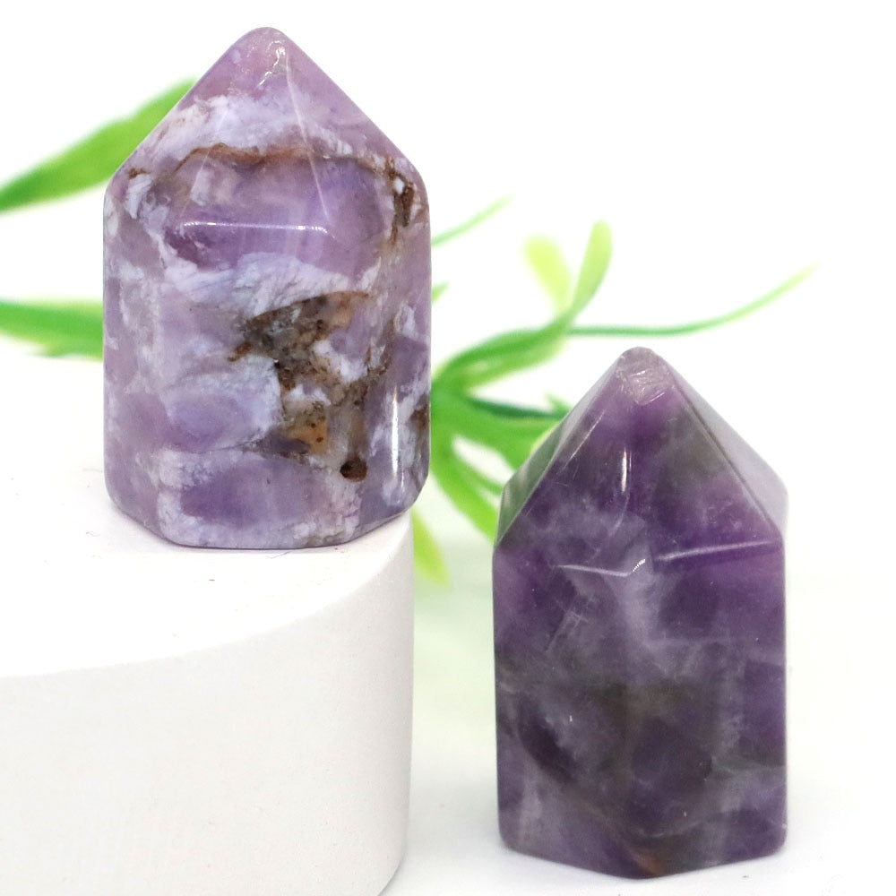 Crystal Hexagonal Prisms Natural Stone Pink Quartz Point Wand Healing Energy Mineral Amethyst Tower Furnishing Home Decoration