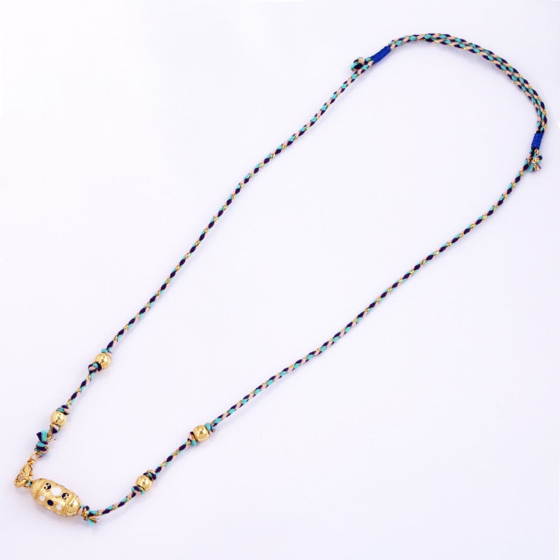 Nature Cotton Cord Love Knotting Lobster Necklace,Pink/Green/Blue Fashion Jewelry Party Summer Beach Gift For Her