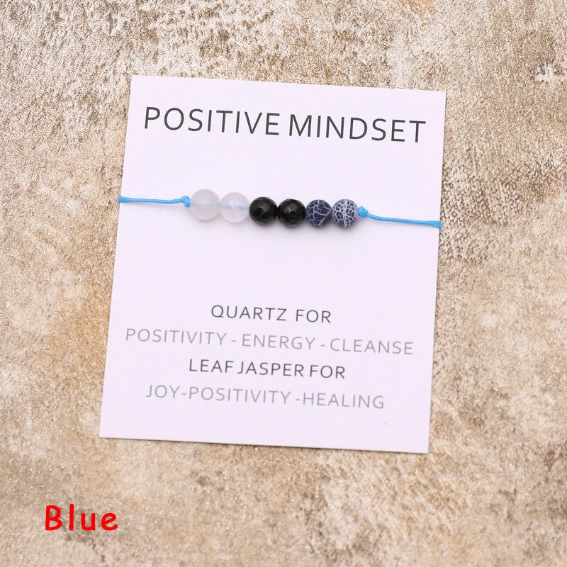 Positive Mindset Bracelet Natural Crystal Leaf Jasper Healing Bracelet Healing Jewelry for Women Men Positive Friendship Gift
