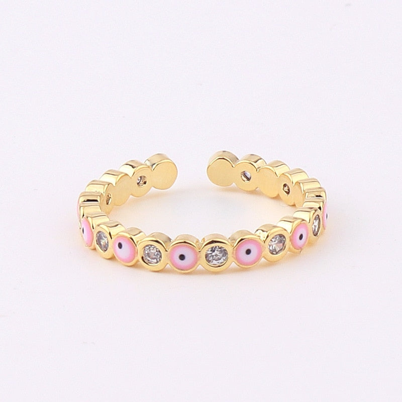 New Bohemia Lucky Turkish Blue Evil Eye Rings Dripping Oil Open Adjustable Finger Rings for Women Jewelry Gift