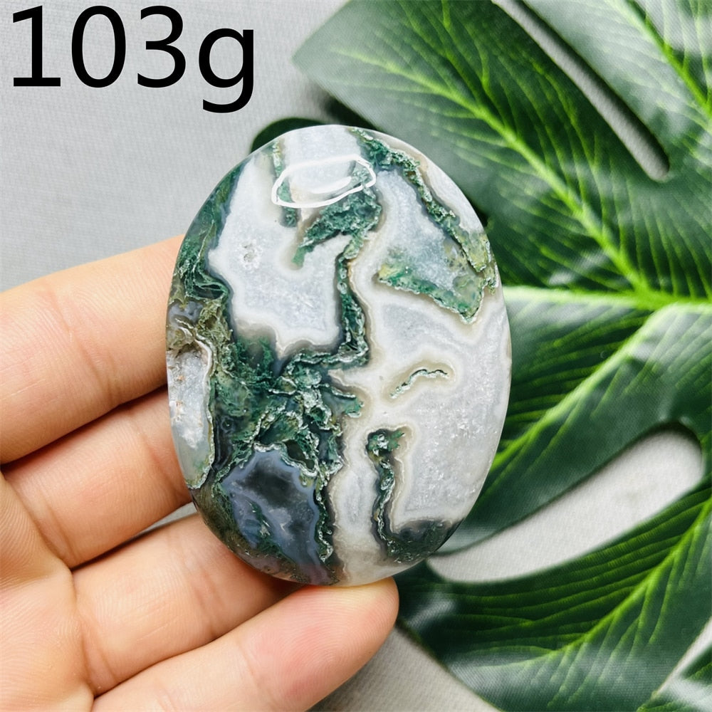 Natural Stone Geode Agate Moss Agate Palm Spiritual Decoration Spiritual Rock Witch Meditation Crystal and Stone Healing