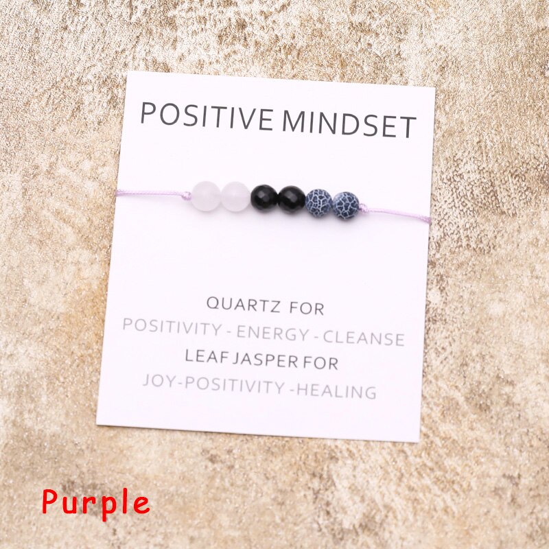 Positive Mindset Bracelet Natural Crystal Leaf Jasper Healing Bracelet Healing Jewelry for Women Men Positive Friendship Gift
