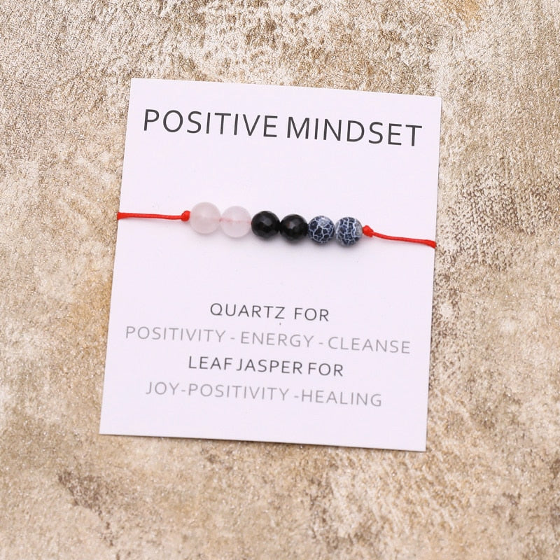 Positive Mindset Bracelet Natural Crystal Leaf Jasper Healing Bracelet Healing Jewelry for Women Men Positive Friendship Gift