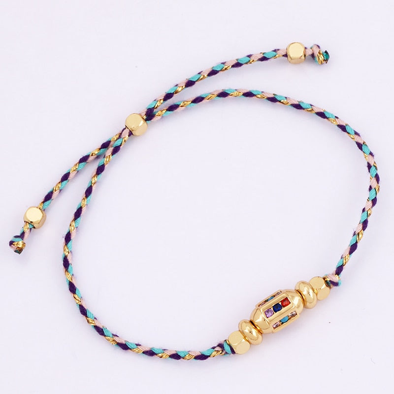 Nature Cotton Cord Knotting Evil Eye Bracelet,Evil Eye Cross Talisman Protection Fashion Jewelry Party Summer Beach Gift For Her