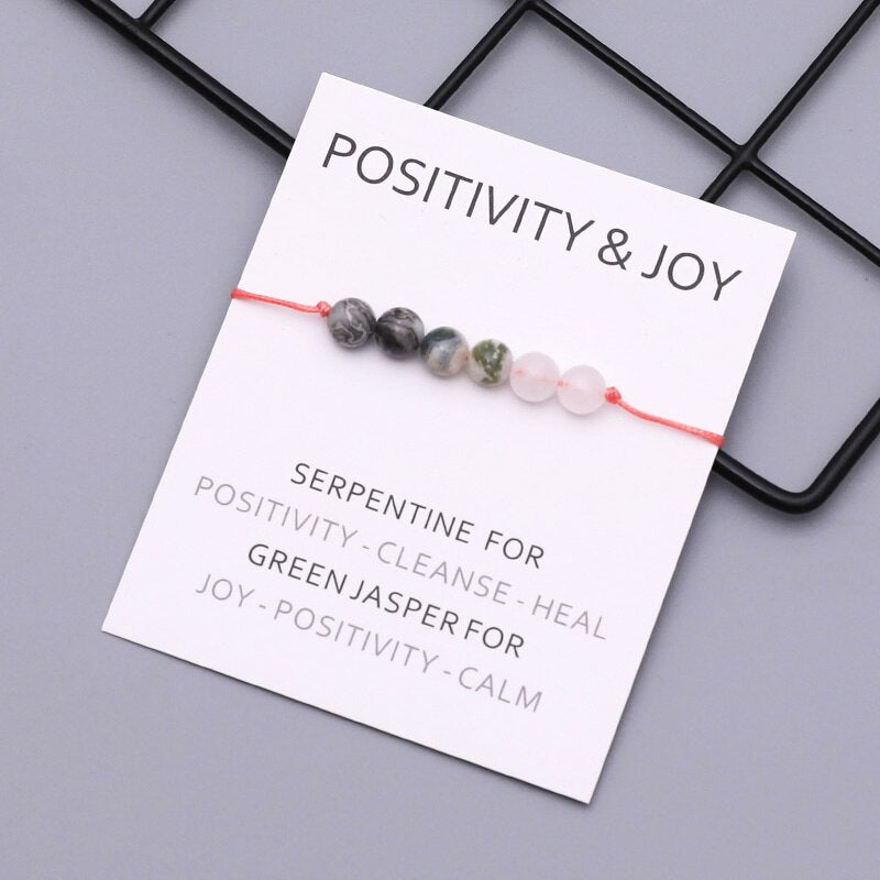 Positivity Wish Bracelet Green Spot Jasper Beads Bracelet Crystal Healing Bracelet for Women Men Positivity Jewelry Gifts