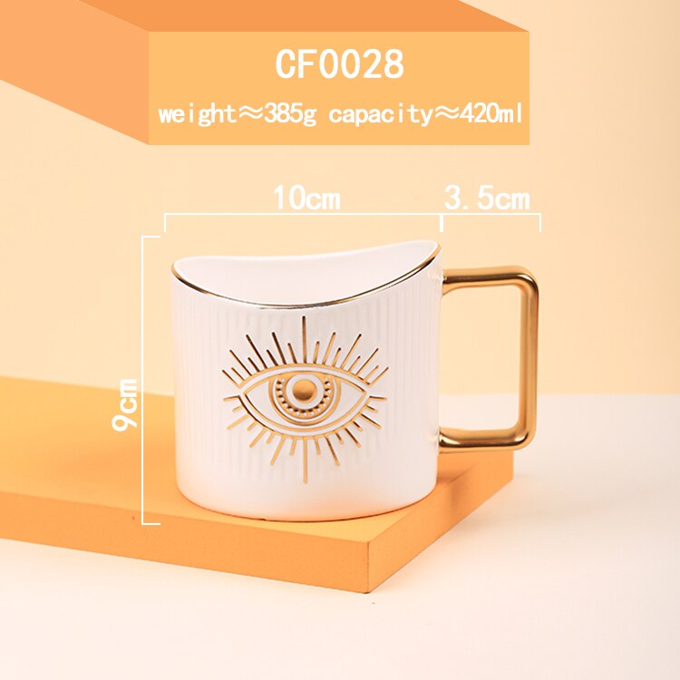 Turkish Blue Eye Tea Coffee Mug 14 oz Bone China Porcelain Nice Ceramic Evil Creative Eyes Coffee Water Tea Cup Gift 400ml