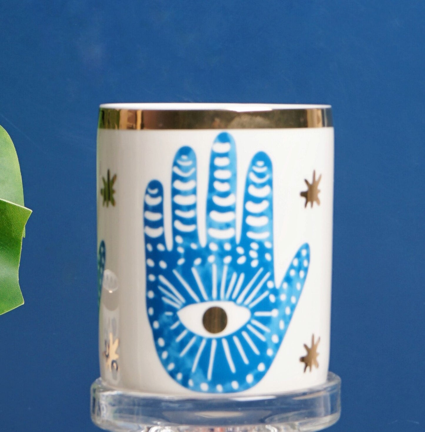 Creative Hands Eyes Plate with Gold Rim Ceramic Dinnerware Dessert Cake Dishes Coffee Cups Indian Style Totem Serving Tray