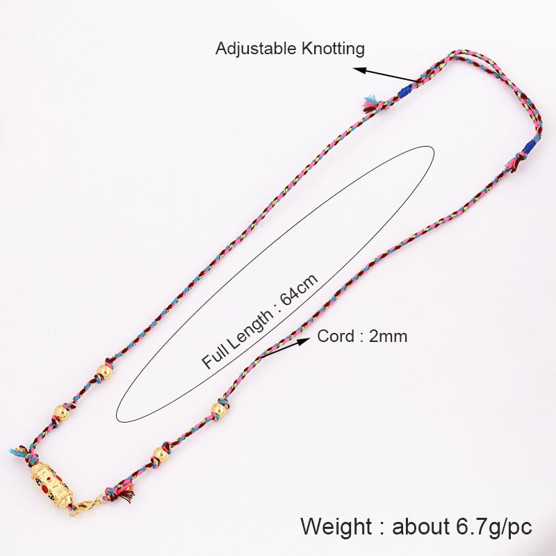 Nature Cotton Cord Love Knotting Lobster Necklace,Pink/Green/Blue Fashion Jewelry Party Summer Beach Gift For Her