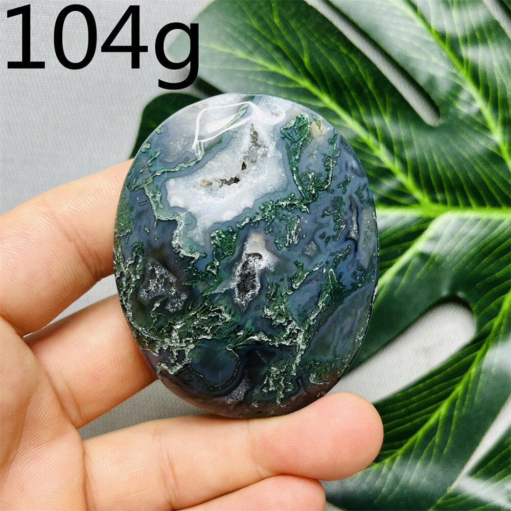 Natural Stone Geode Agate Moss Agate Palm Spiritual Decoration Spiritual Rock Witch Meditation Crystal and Stone Healing