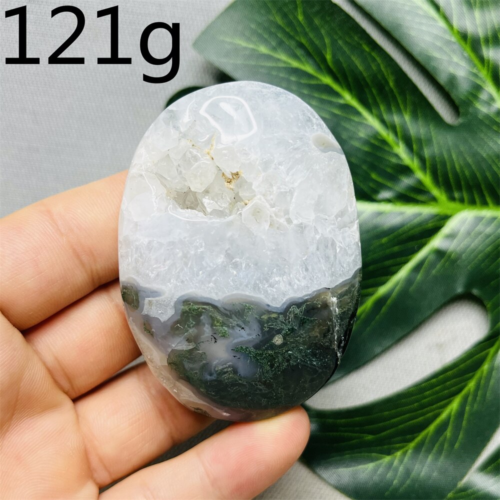 Natural Stone Geode Agate Moss Agate Palm Spiritual Decoration Spiritual Rock Witch Meditation Crystal and Stone Healing
