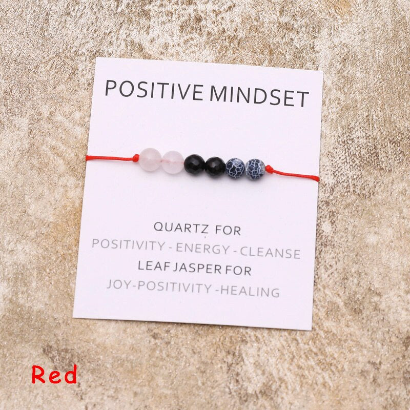 Positive Mindset Bracelet Natural Crystal Leaf Jasper Healing Bracelet Healing Jewelry for Women Men Positive Friendship Gift