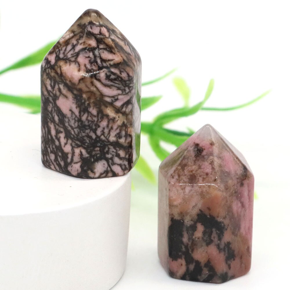 Crystal Hexagonal Prisms Natural Stone Pink Quartz Point Wand Healing Energy Mineral Amethyst Tower Furnishing Home Decoration