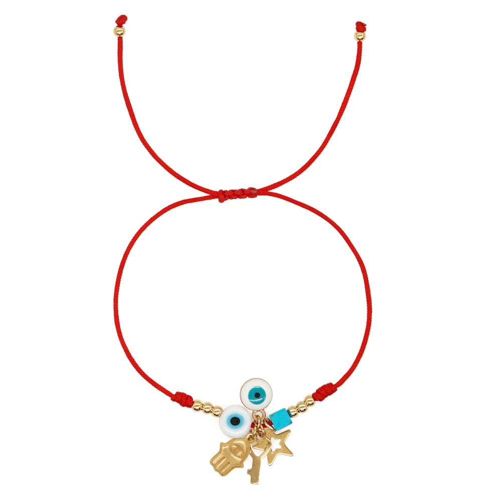 Go2boho Simple Red Rope Charm Bracelets Turkish Evil Eye Luck Coins Bracelet Handmade Jewelry Accessories Adjustable Bangle