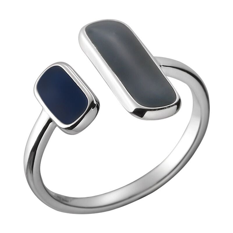 100% Solid 925 Sterling Silver Blue Stone Rings For Women Simple Trendy Retro Anillos Party Gifts Accessories