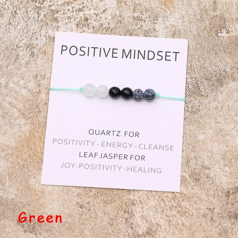 Positive Mindset Bracelet Natural Crystal Leaf Jasper Healing Bracelet Healing Jewelry for Women Men Positive Friendship Gift