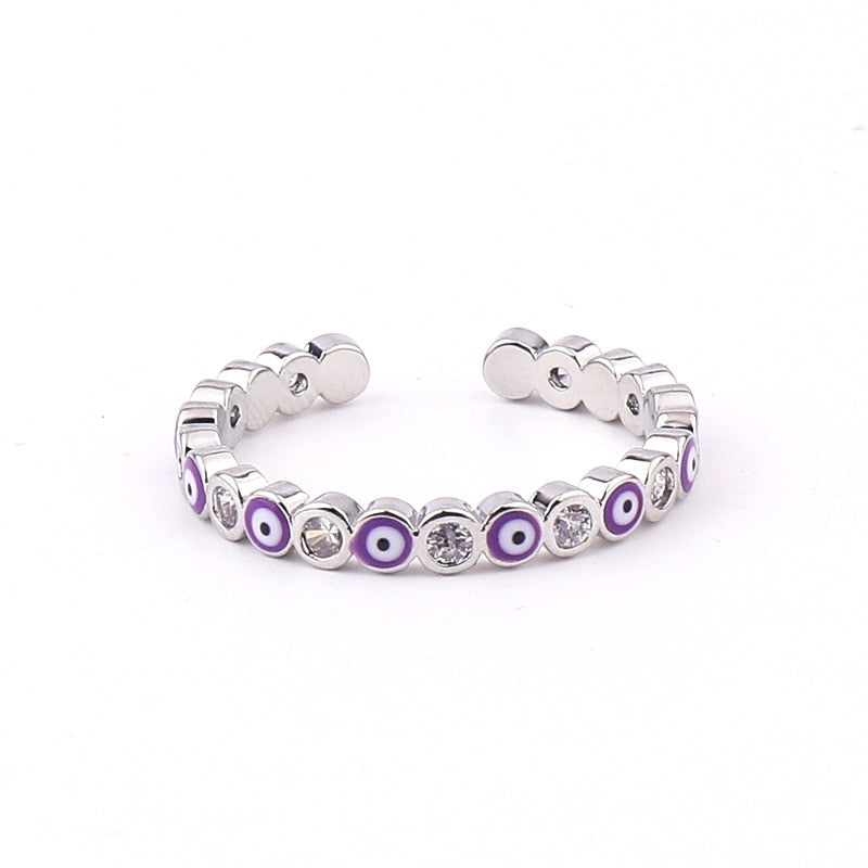 New Bohemia Lucky Turkish Blue Evil Eye Rings Dripping Oil Open Adjustable Finger Rings for Women Jewelry Gift