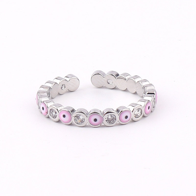 New Bohemia Lucky Turkish Blue Evil Eye Rings Dripping Oil Open Adjustable Finger Rings for Women Jewelry Gift