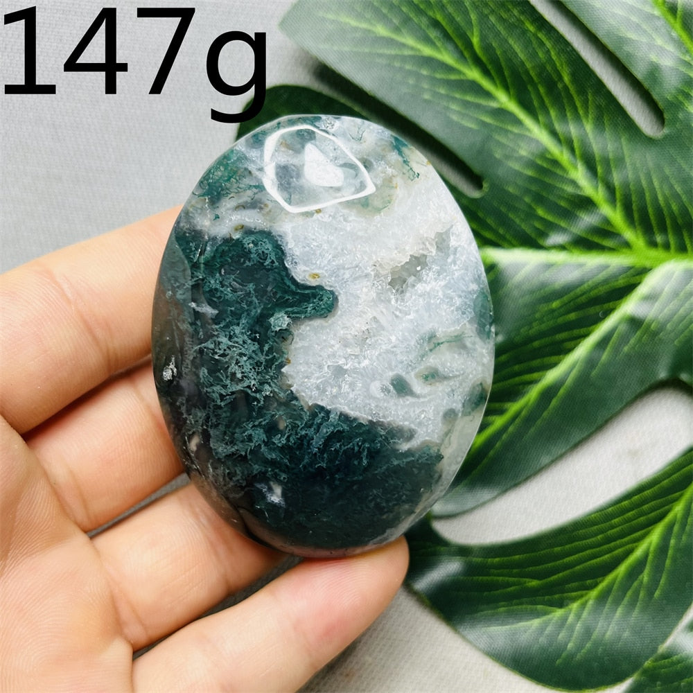 Natural Stone Geode Agate Moss Agate Palm Spiritual Decoration Spiritual Rock Witch Meditation Crystal and Stone Healing