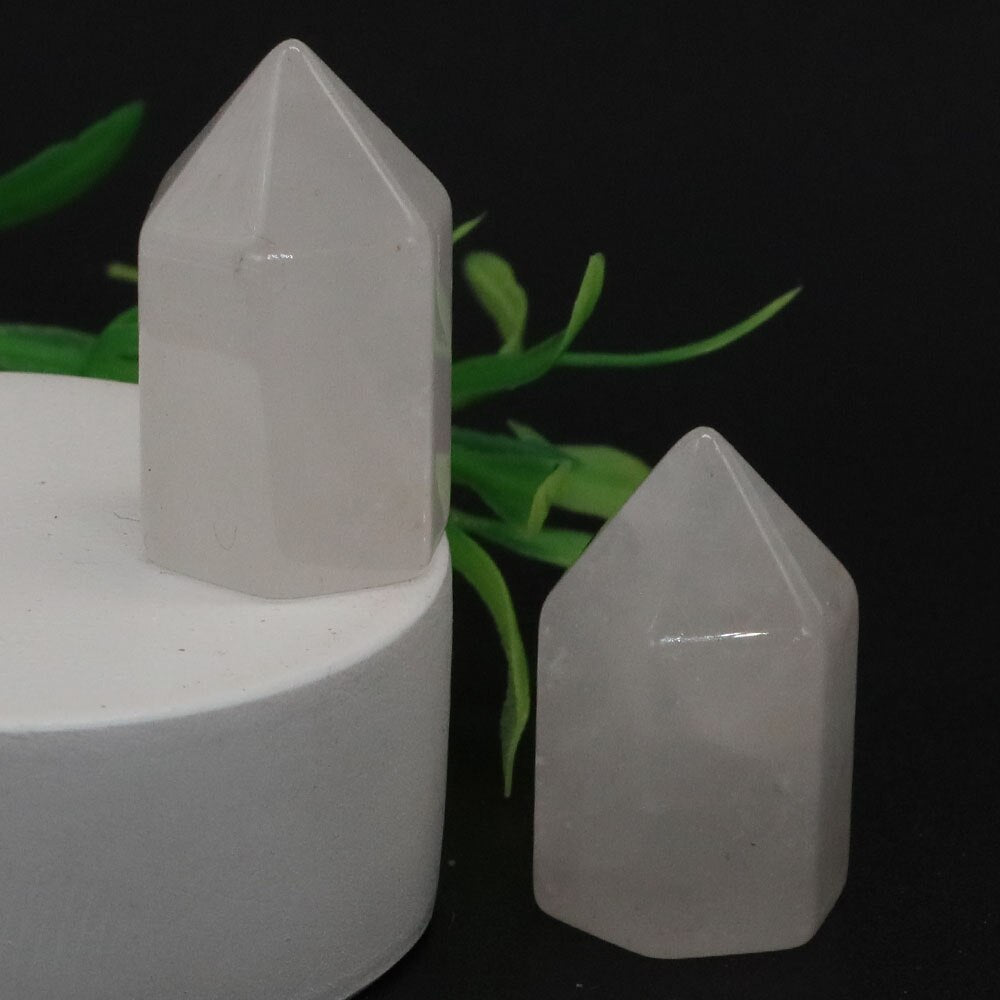 Crystal Hexagonal Prisms Natural Stone Pink Quartz Point Wand Healing Energy Mineral Amethyst Tower Furnishing Home Decoration