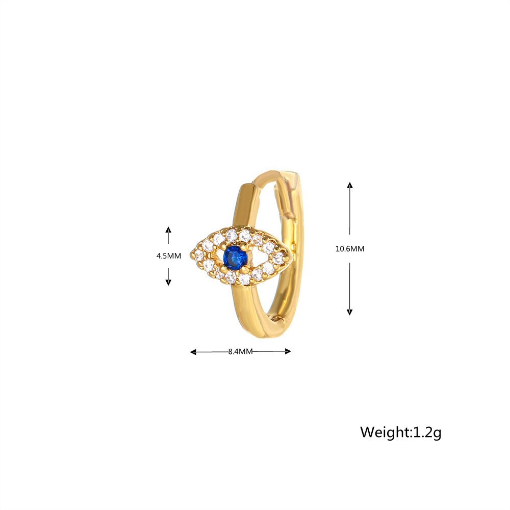 1PC Fashion 18K Plated Gold Zircon Blue Eye Earrings Long Tassel Crystal Dangle Earrings Cartilage Stud Earring Piercing Jewelry