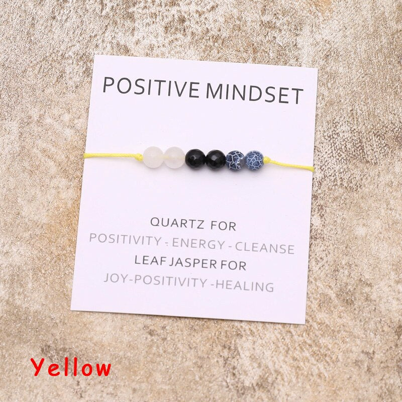 Positive Mindset Bracelet Natural Crystal Leaf Jasper Healing Bracelet Healing Jewelry for Women Men Positive Friendship Gift