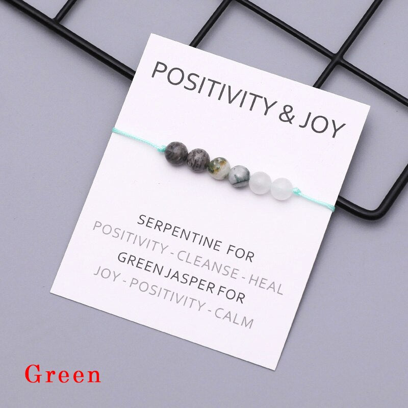 Positivity Wish Bracelet Green Spot Jasper Beads Bracelet Crystal Healing Bracelet for Women Men Positivity Jewelry Gifts