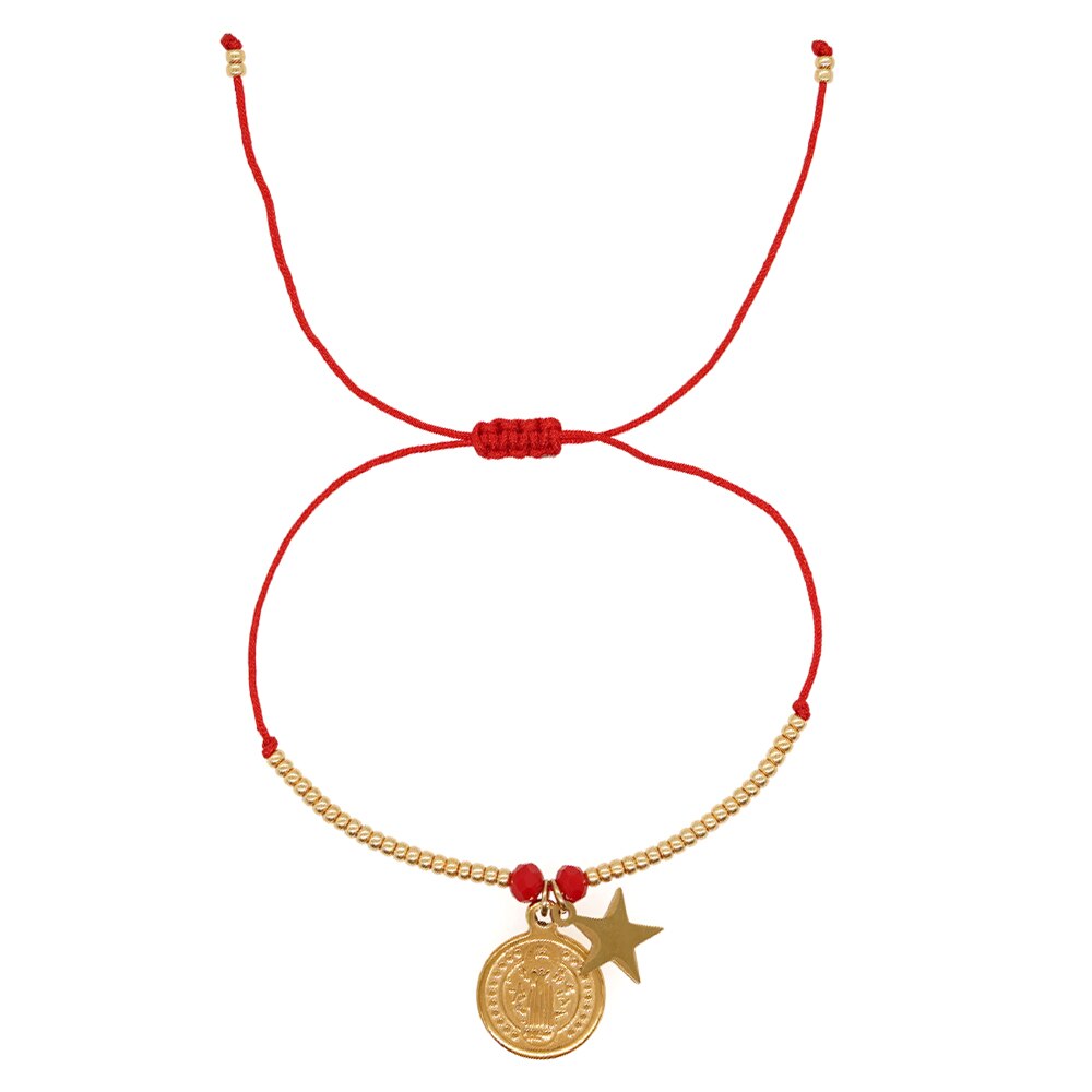 Go2boho Simple Red Rope Charm Bracelets Turkish Evil Eye Luck Coins Bracelet Handmade Jewelry Accessories Adjustable Bangle