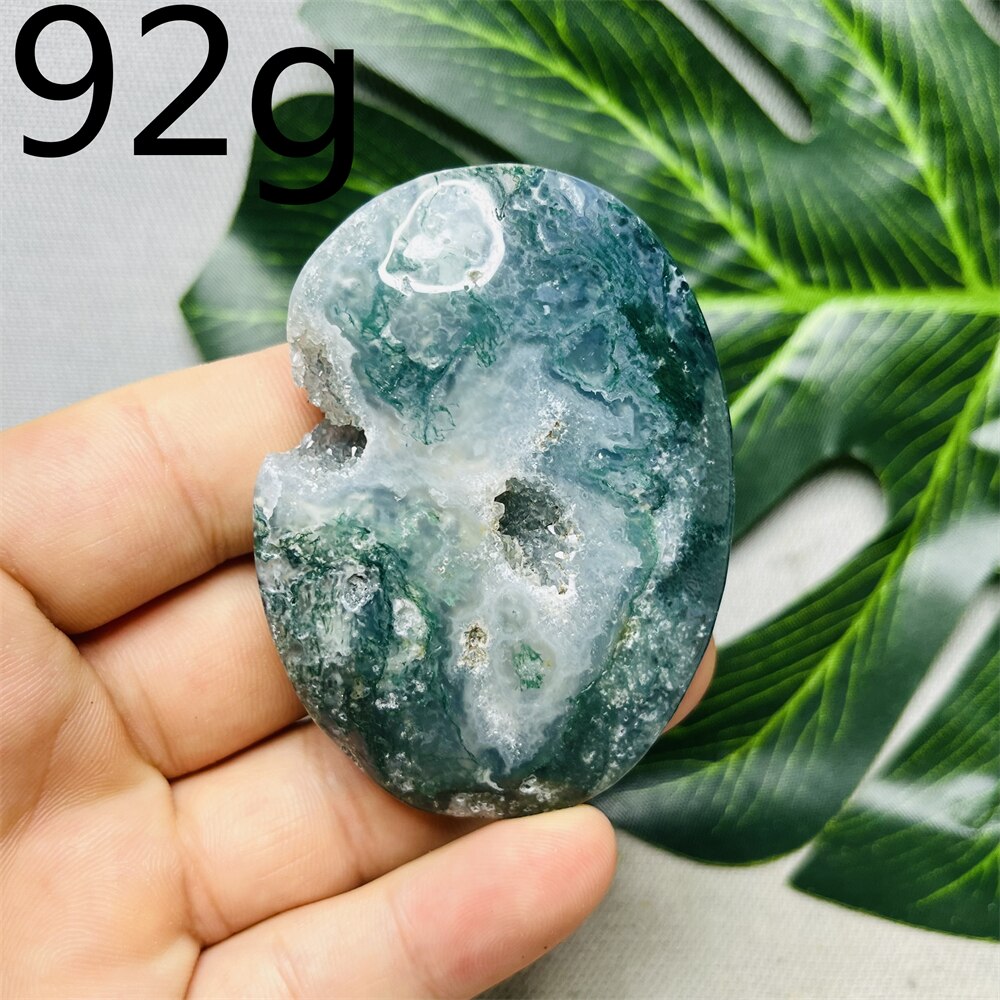 Natural Stone Geode Agate Moss Agate Palm Spiritual Decoration Spiritual Rock Witch Meditation Crystal and Stone Healing