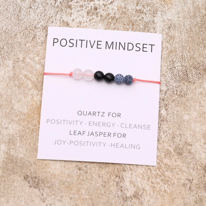 Positive Mindset Bracelet Natural Crystal Leaf Jasper Healing Bracelet Healing Jewelry for Women Men Positive Friendship Gift