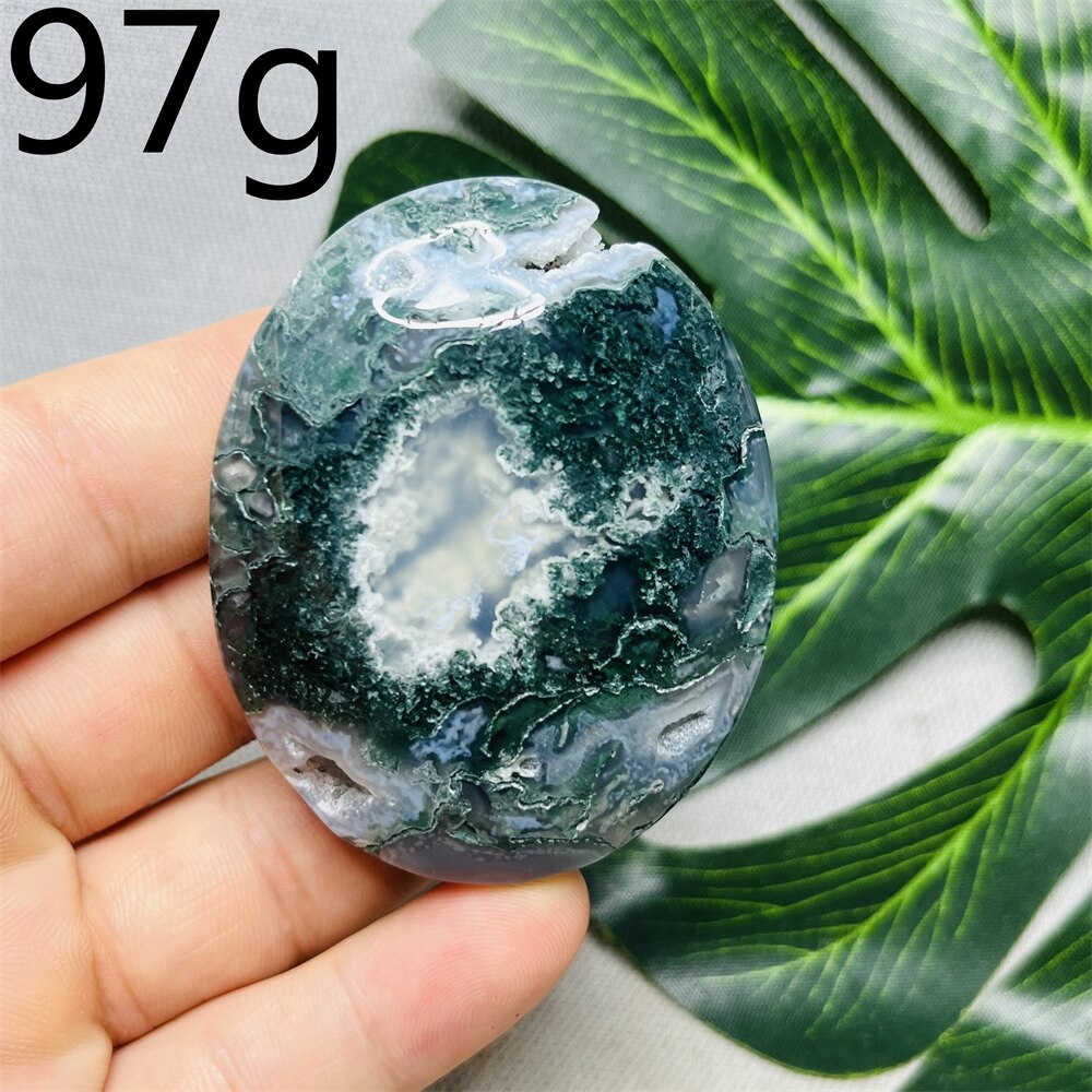 Natural Stone Geode Agate Moss Agate Palm Spiritual Decoration Spiritual Rock Witch Meditation Crystal and Stone Healing
