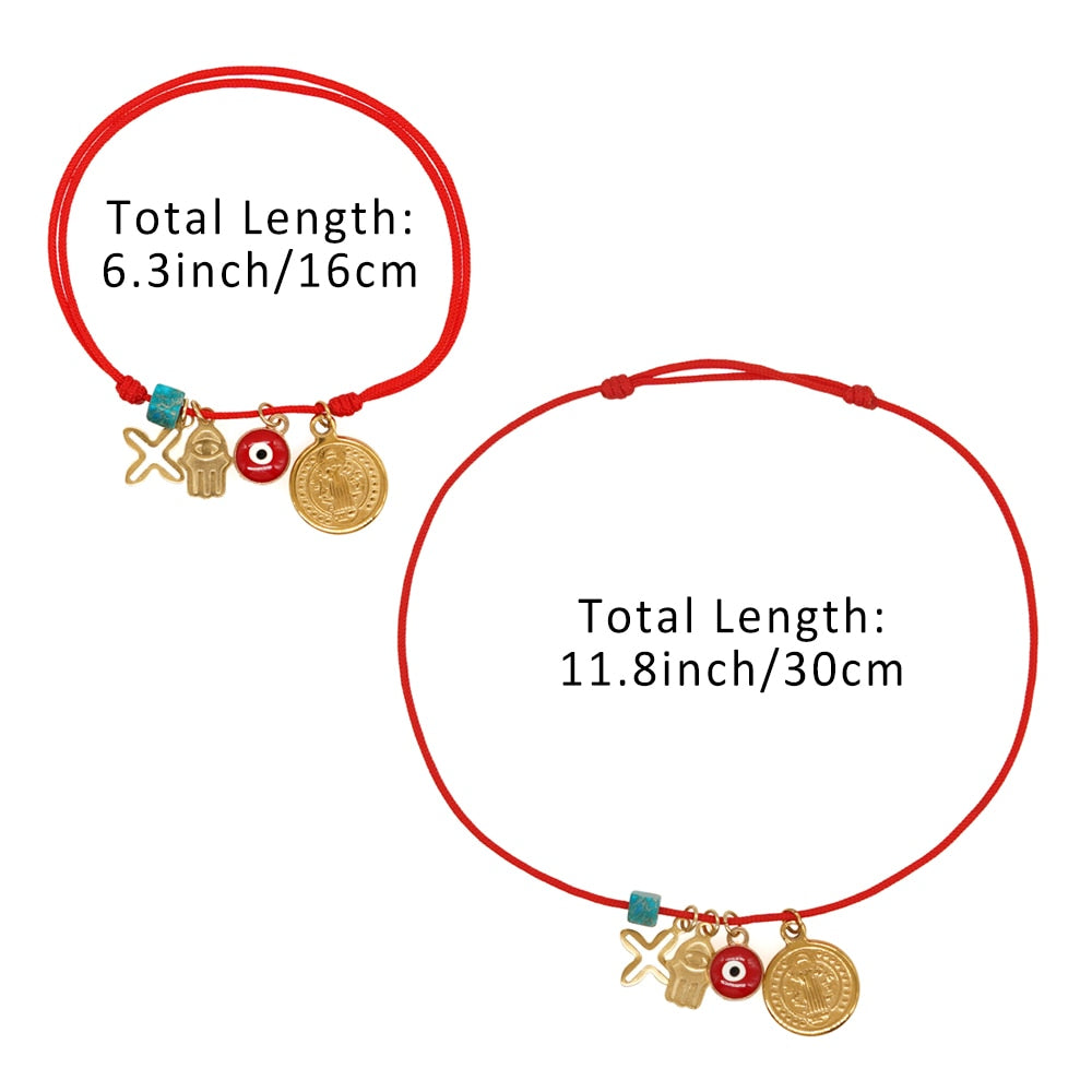 Go2boho Simple Red Rope Charm Bracelets Turkish Evil Eye Luck Coins Bracelet Handmade Jewelry Accessories Adjustable Bangle