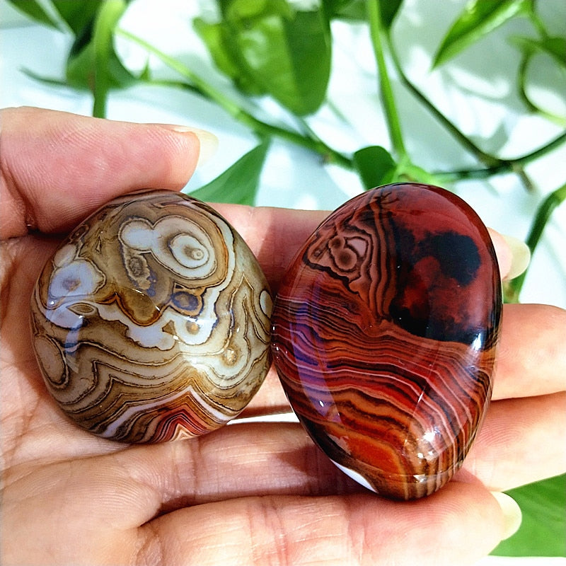 Natural Lace Stone Sardonyx Agate Palm Hand Play Witchcraft Supplies Meditation Spiritual Decor Home Decoration Healing Crystals