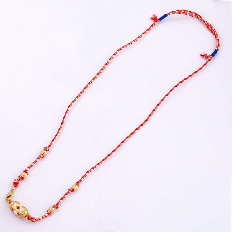 Nature Cotton Cord Love Knotting Lobster Necklace,Pink/Green/Blue Fashion Jewelry Party Summer Beach Gift For Her